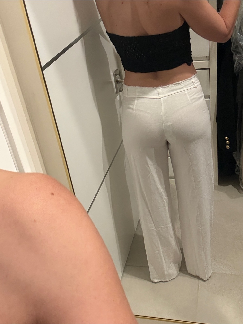Mango ivory/White Linen-Blend pants small - Picture 3 of 7